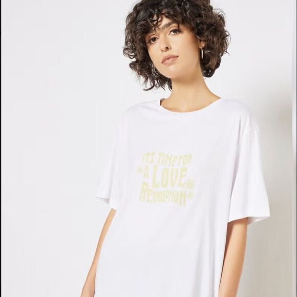Charlie Holiday Anthropologie Love Revolution boyfriend Tee size 4 NWT - Picture 4 of 14
